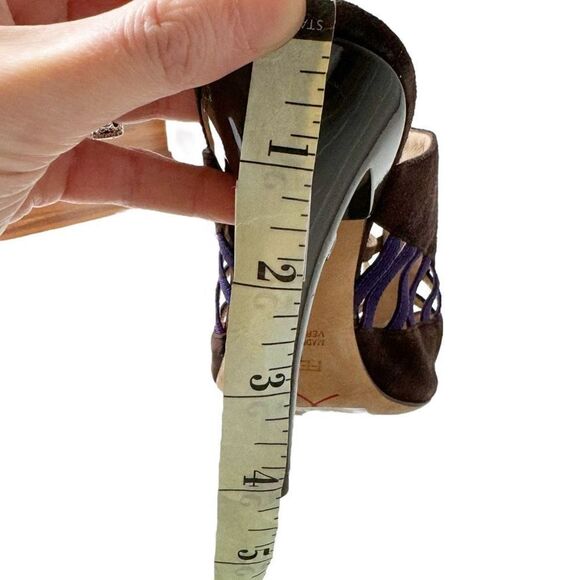 Fendi Sandalo Mix Elastico + Fuoco Art Brown Suede Open Toe Heels Women’s Siz 40 - Picture 10 of 10